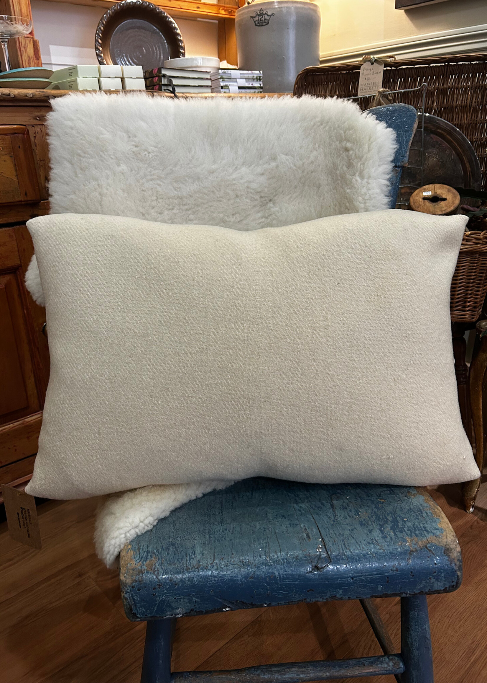 Upcycled Wool Pillow with Fill 22x15” #16