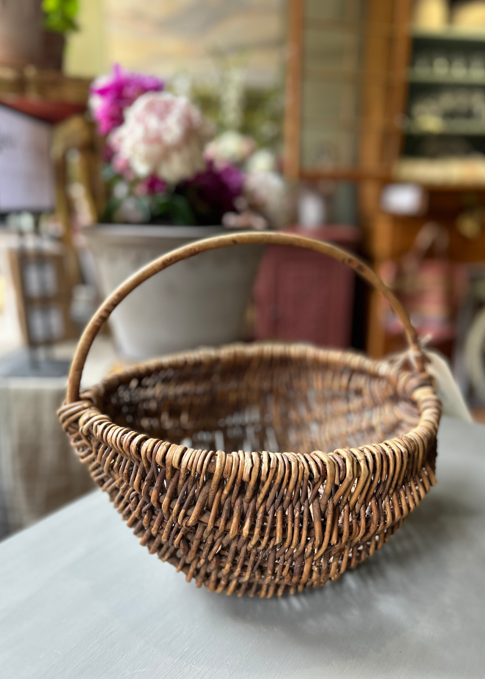 Antique Willow Basket 14”