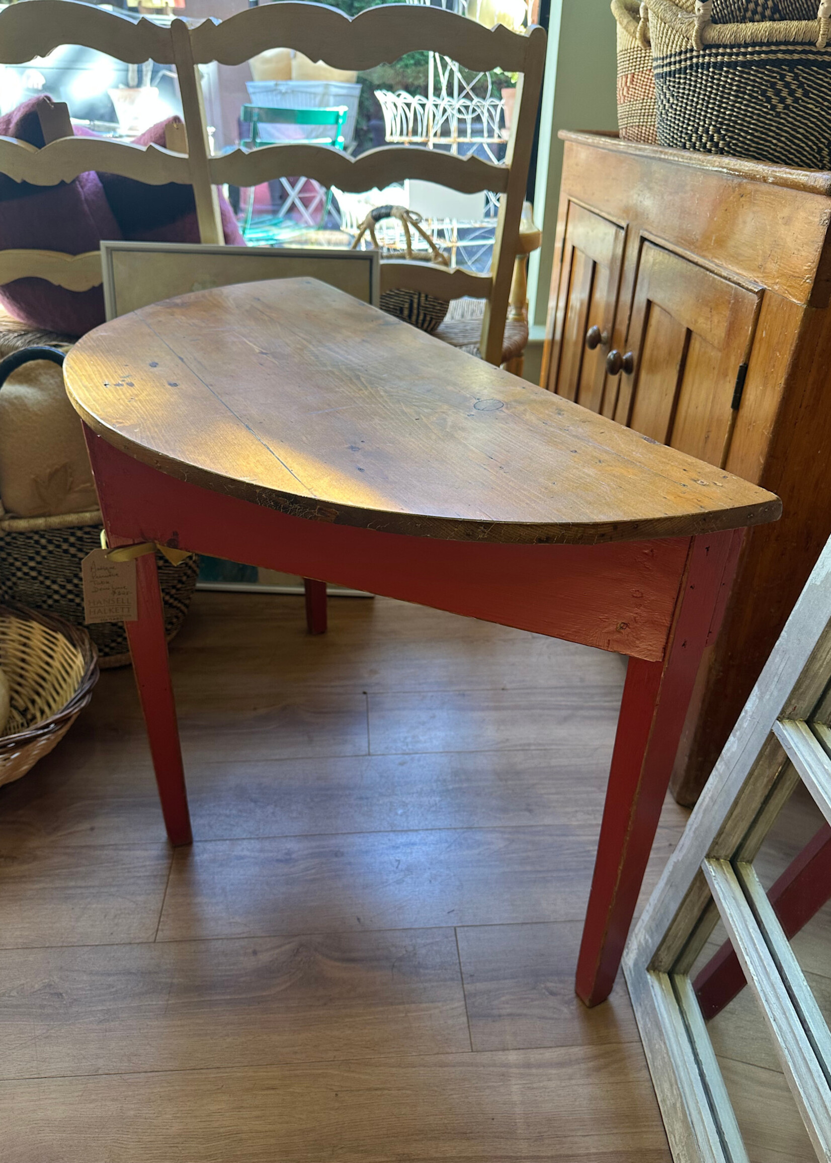 Antique Primitive Table Demi Lune