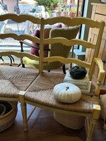 Antique Bench, Rush Seat, Original Paint