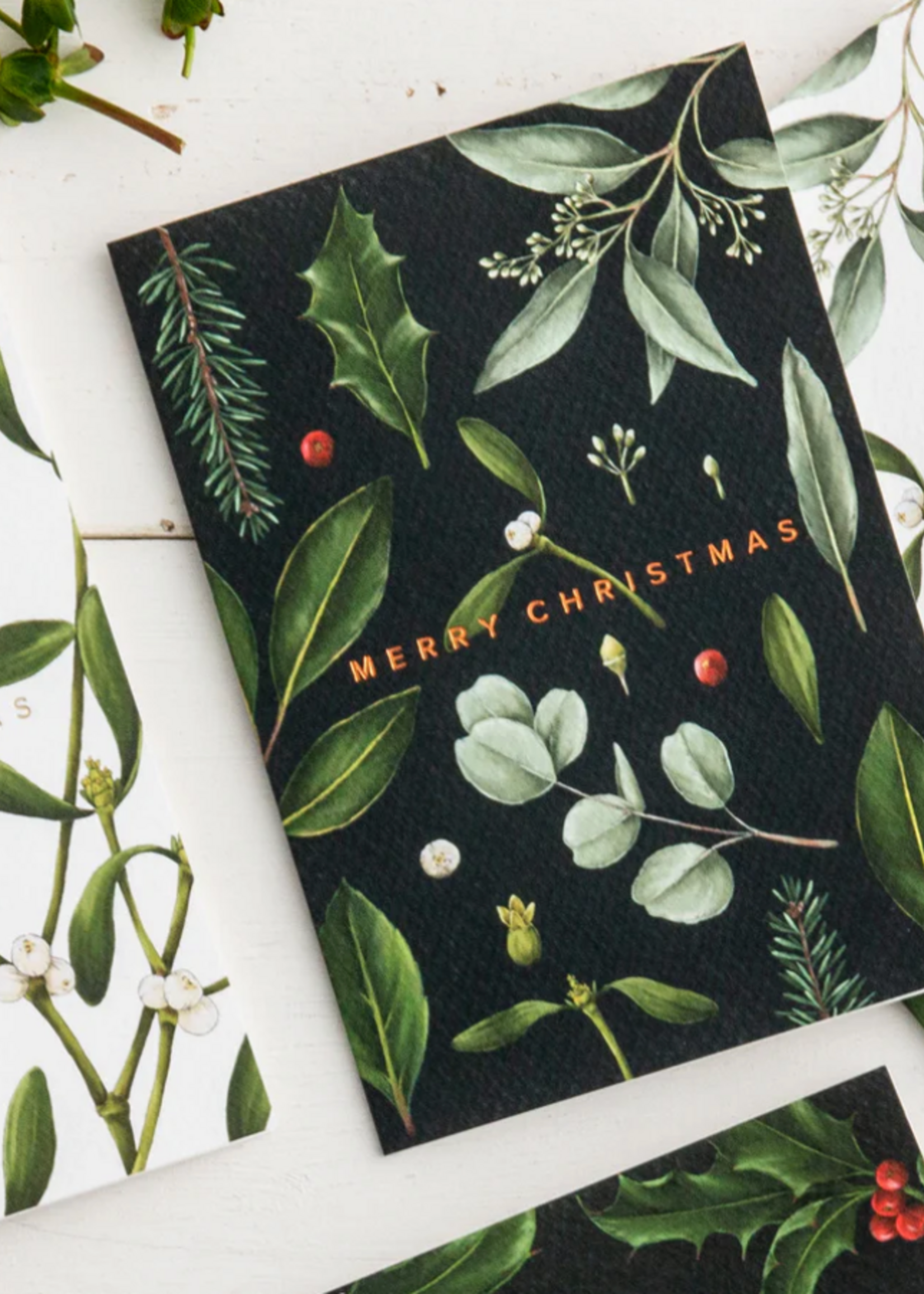 Catherine Lewis Design Catherine Lewis, Greenry Merry Christmas, Black card