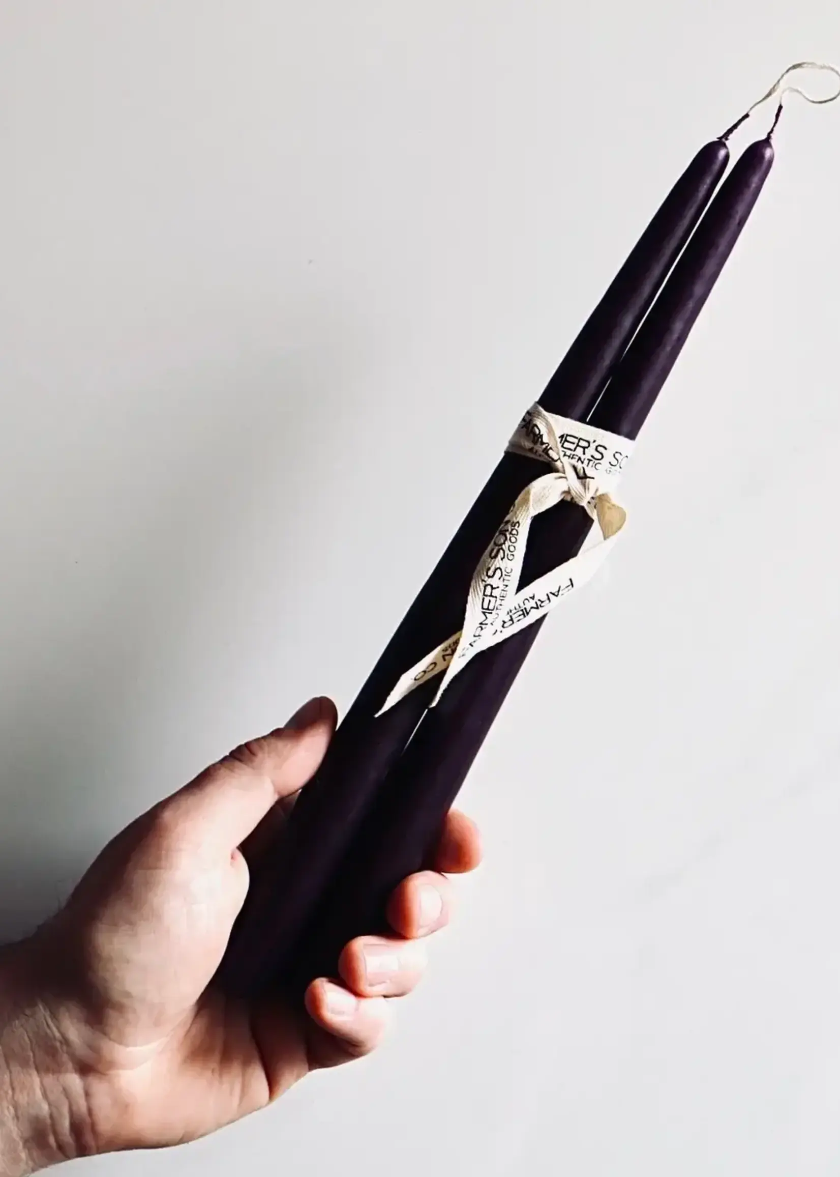 farmer's Son Co. Hand Dipped 12'' Taper candles, Set Two, Dark Purple