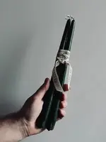 farmer's Son Co. Hand dipped 12'' taper candles, Set of Two, Hunter Green