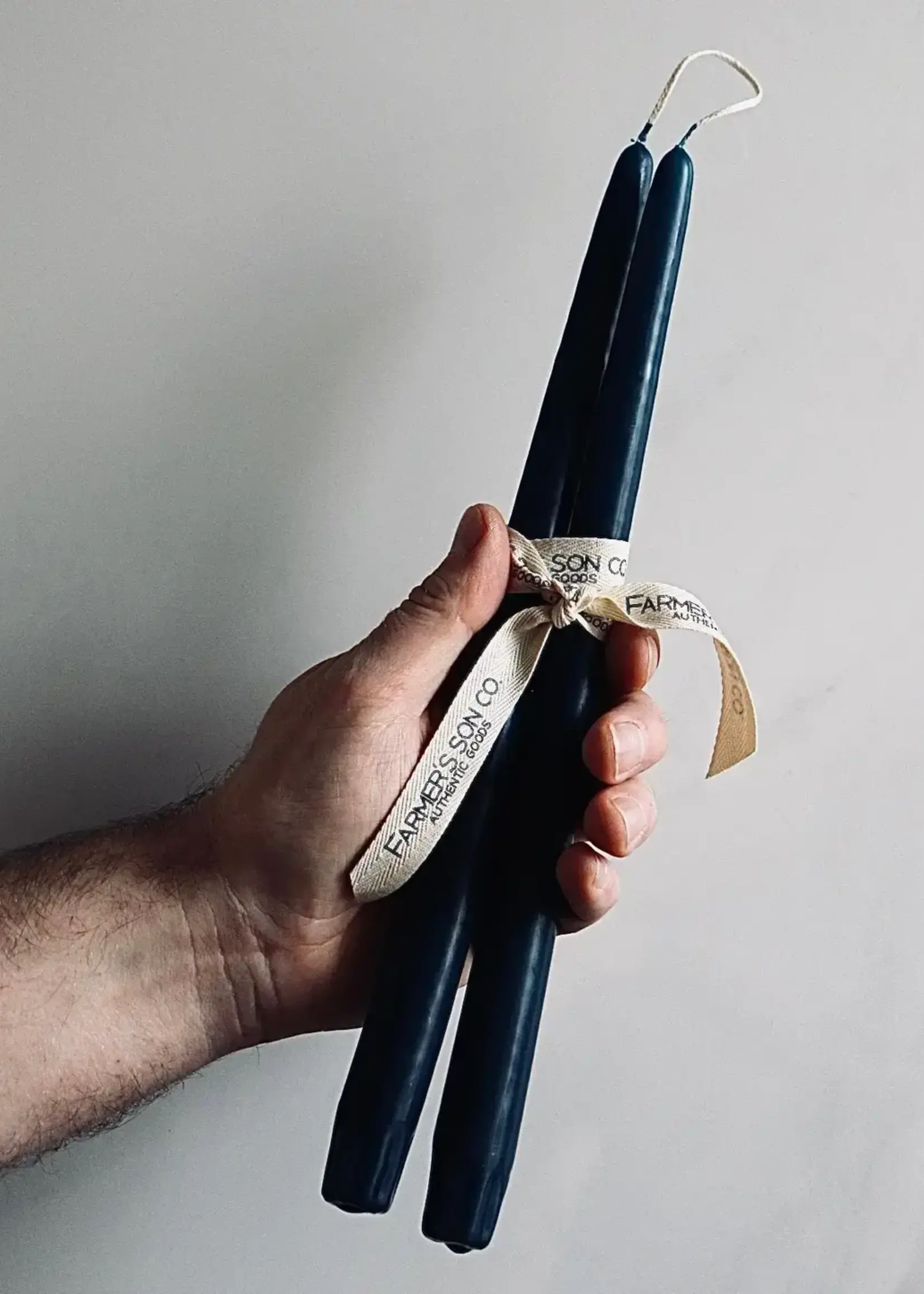 farmer's Son Co. Hand dipped 12'' taper candles, set of two, Prussian Blue