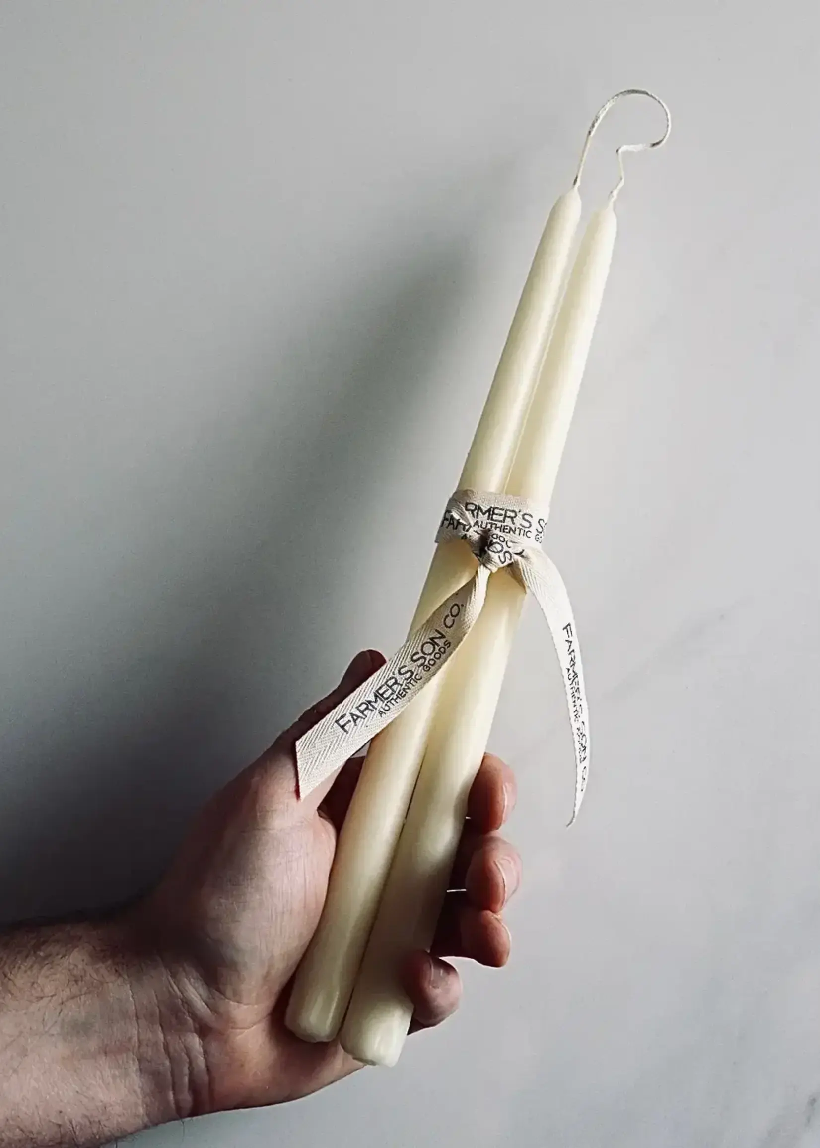 farmer's Son Co. Hand dipped 12'' taper cancdles, set of two, Ivory