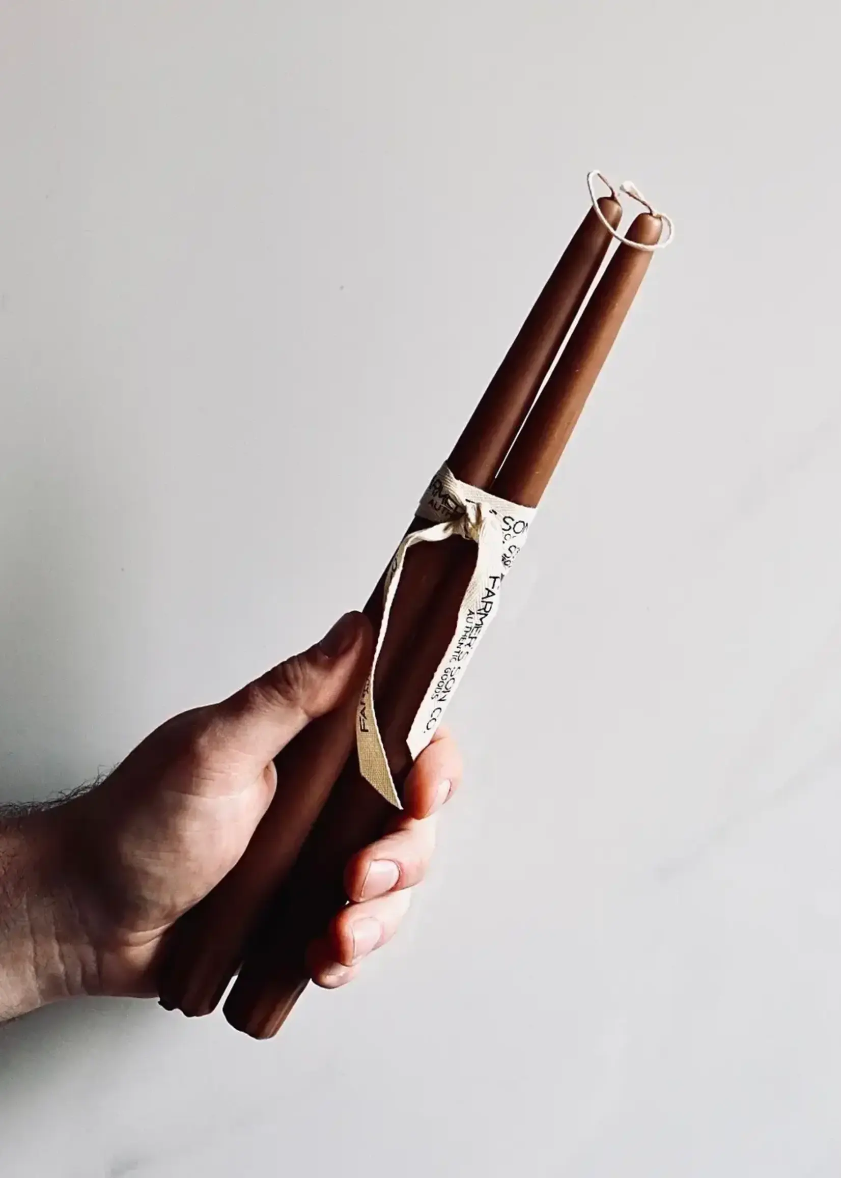 farmer's Son Co. Hand dipped 12'' taper candles, set of two, Cappuccino