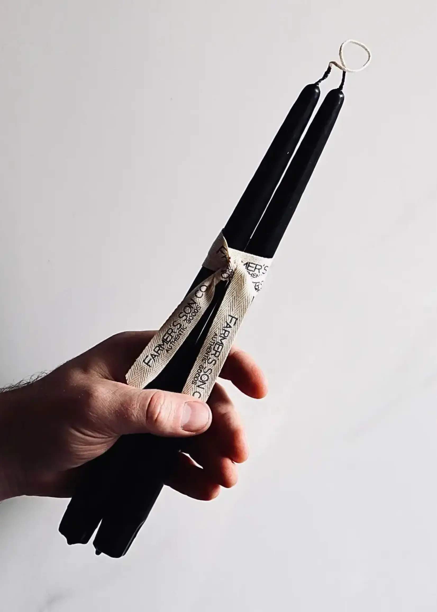 farmer's Son Co. Hand dipped 12'' taper candles, set of two, Black