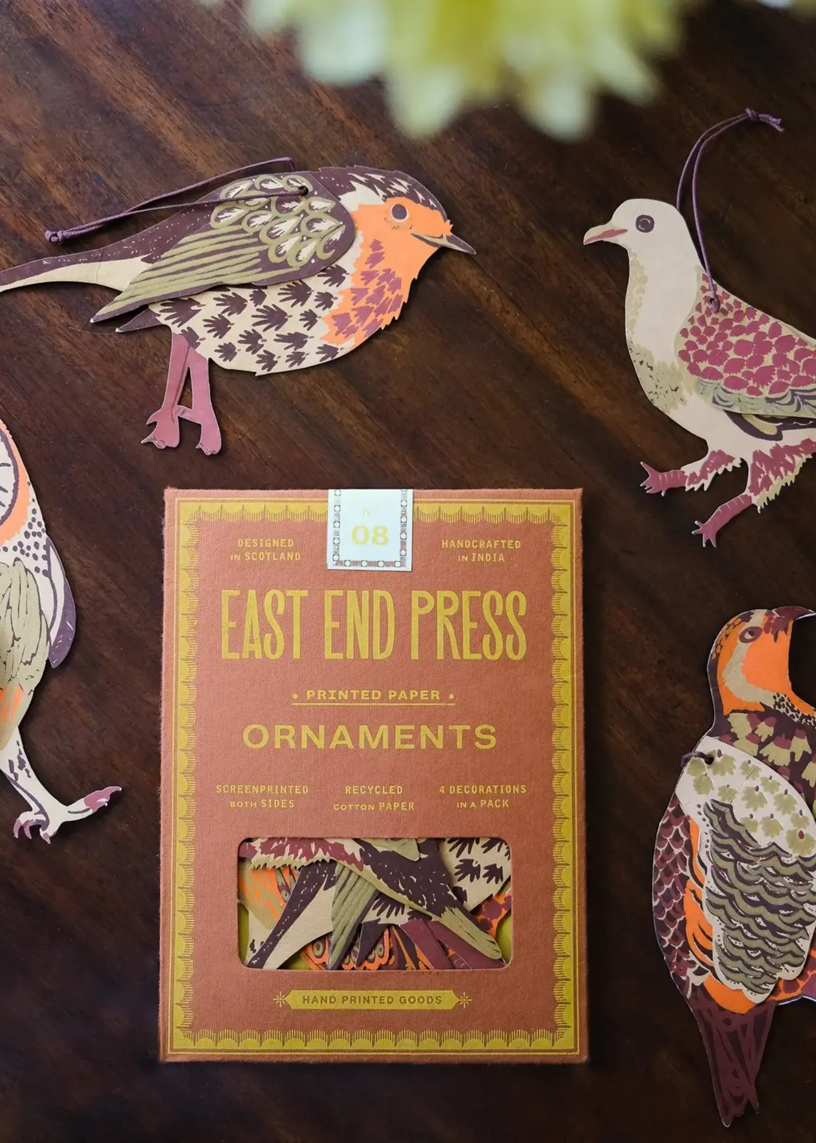 East End Press Winter birds Paper ornaments