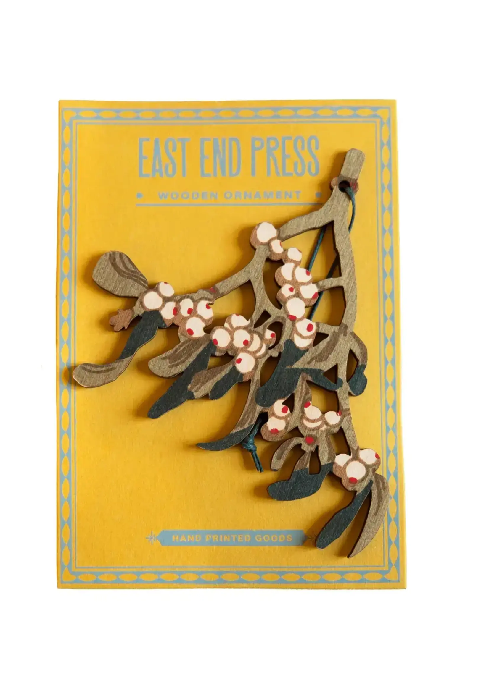 East End Press Mistletoe Wood Ornament