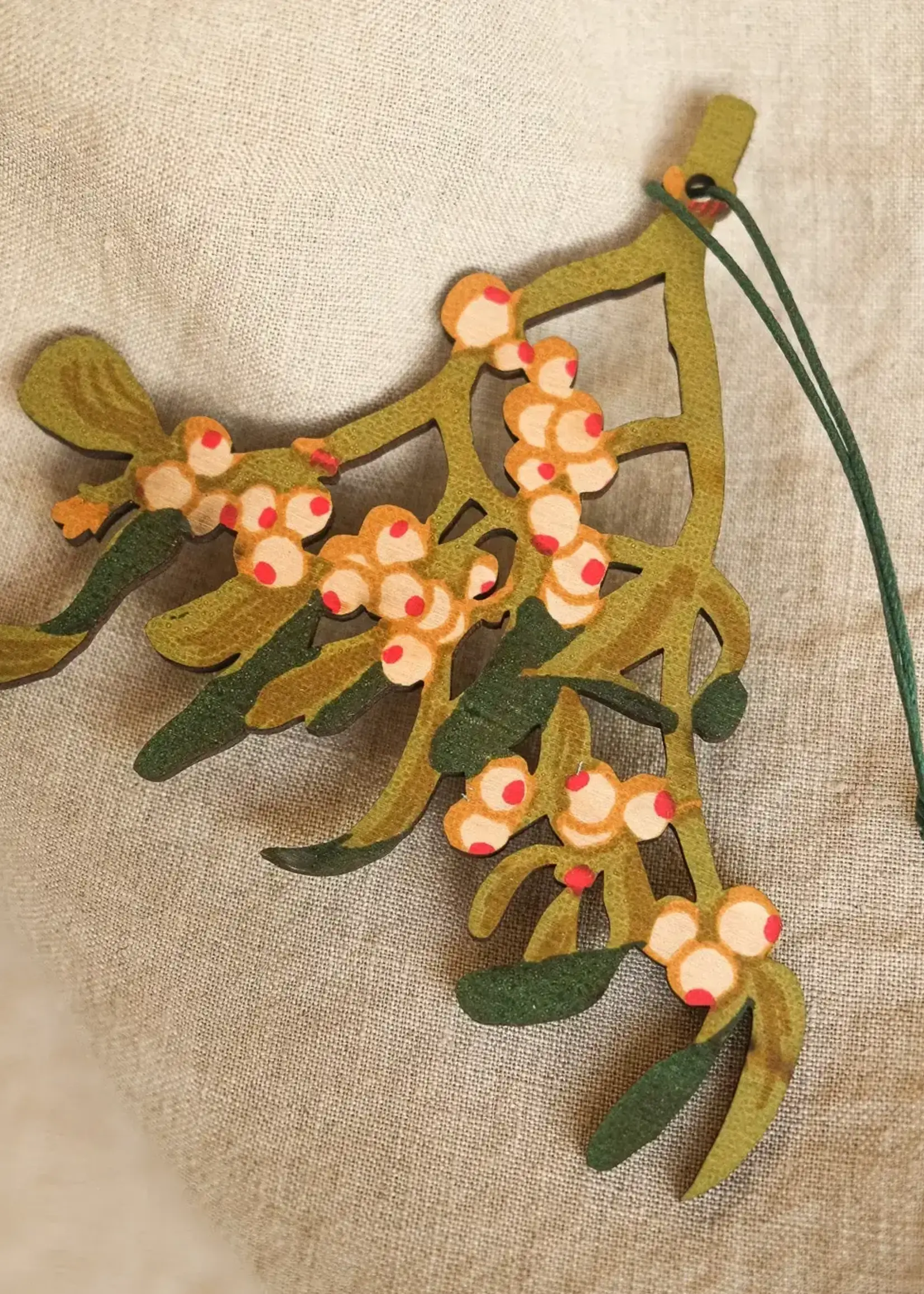 East End Press Mistletoe Wood Ornament