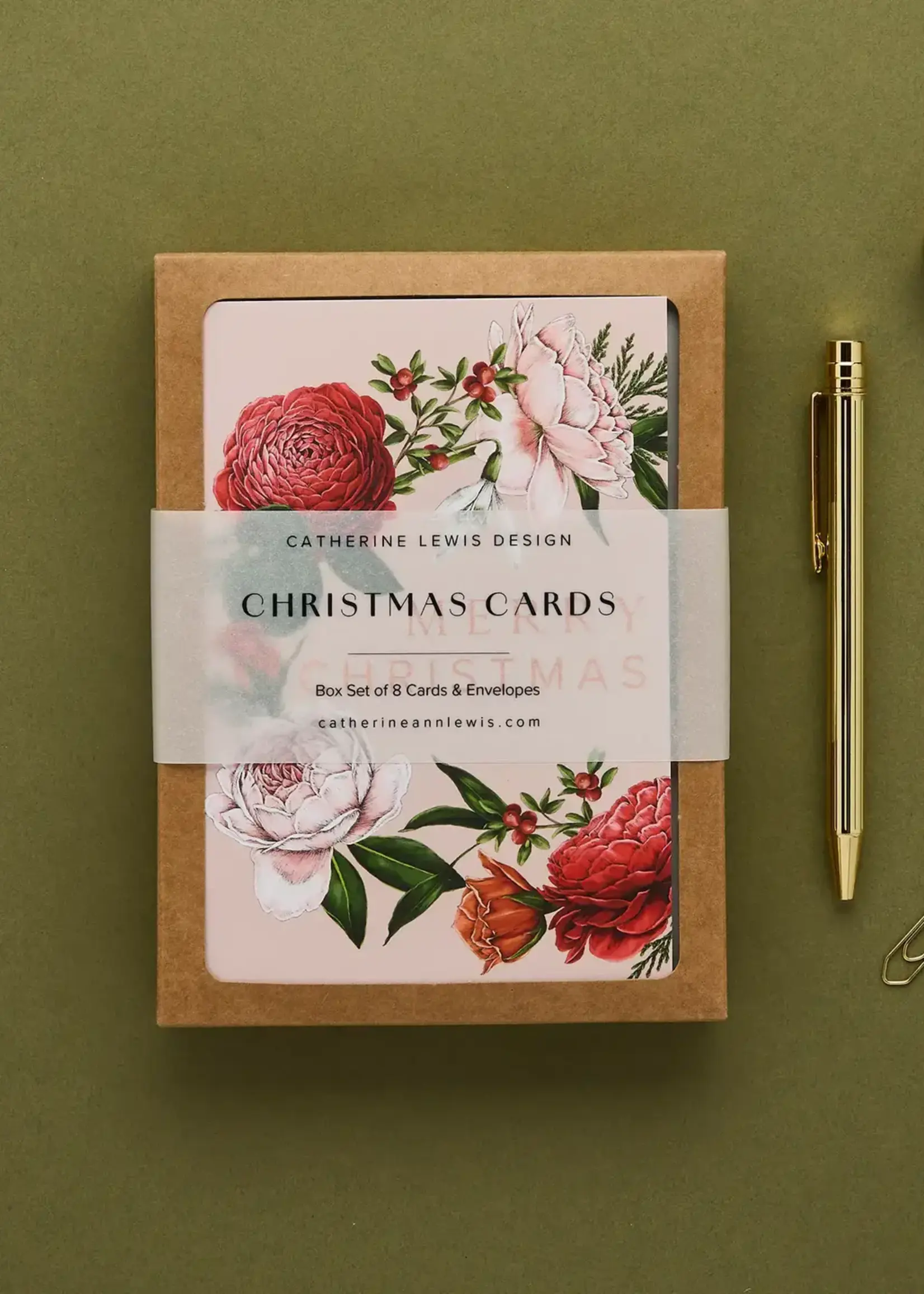 Catherine Lewis Design Catherine Lewis, Box Set Holiday cards, Berry Rose