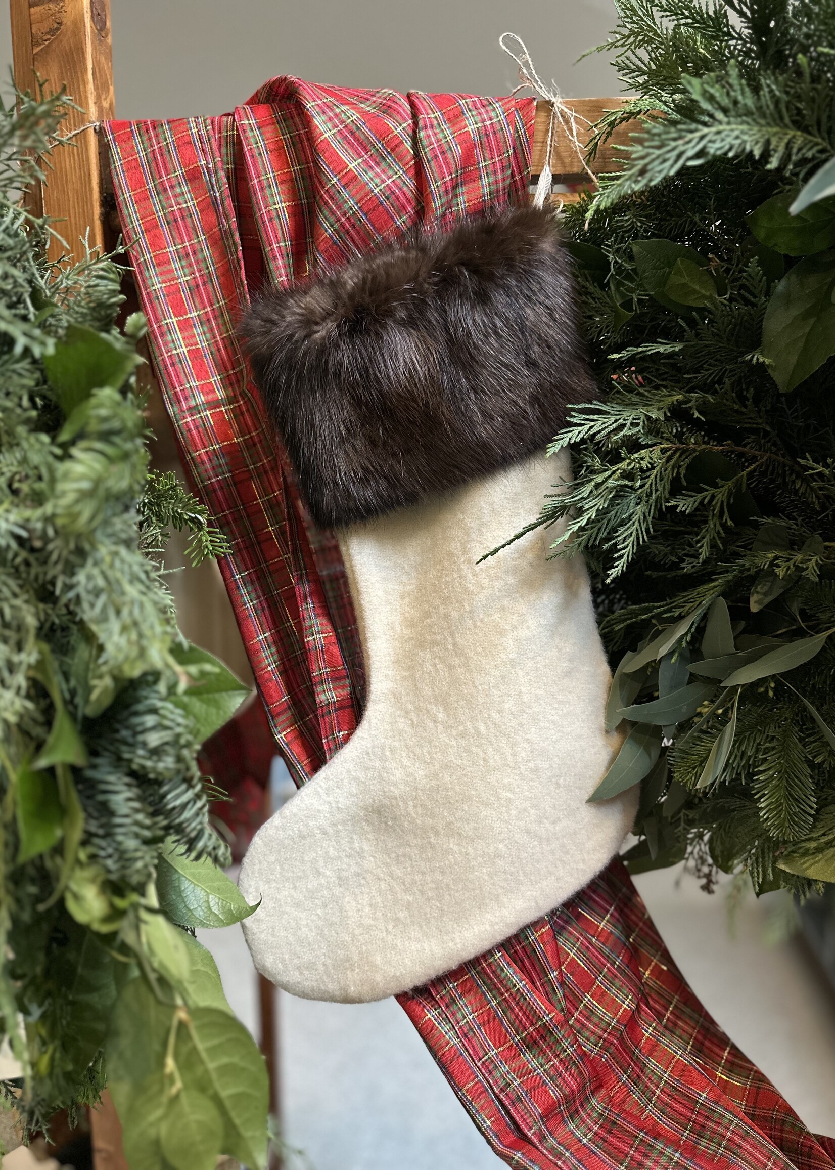 Bergerie Recycled Wool and Fur Christmas Stocking