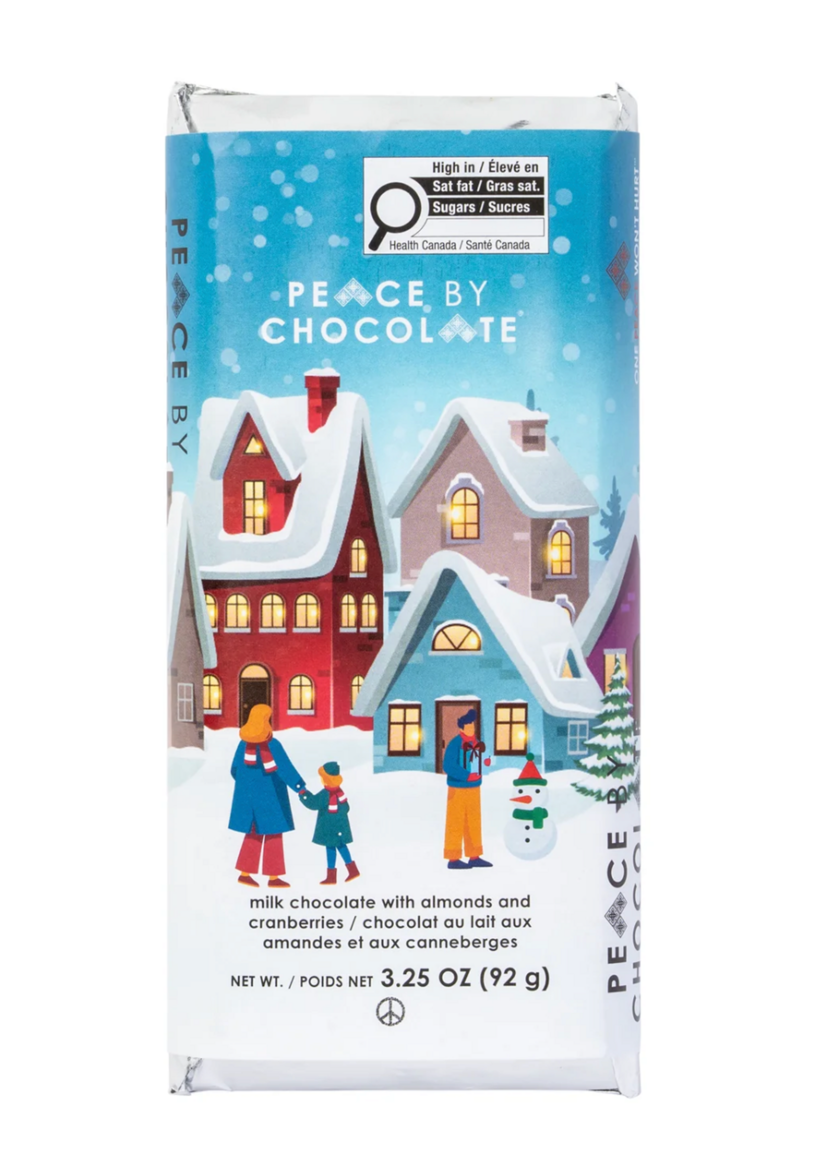 Peace by Chocolate, 92g Holiday Bar Milk with Almonds and Cranberries