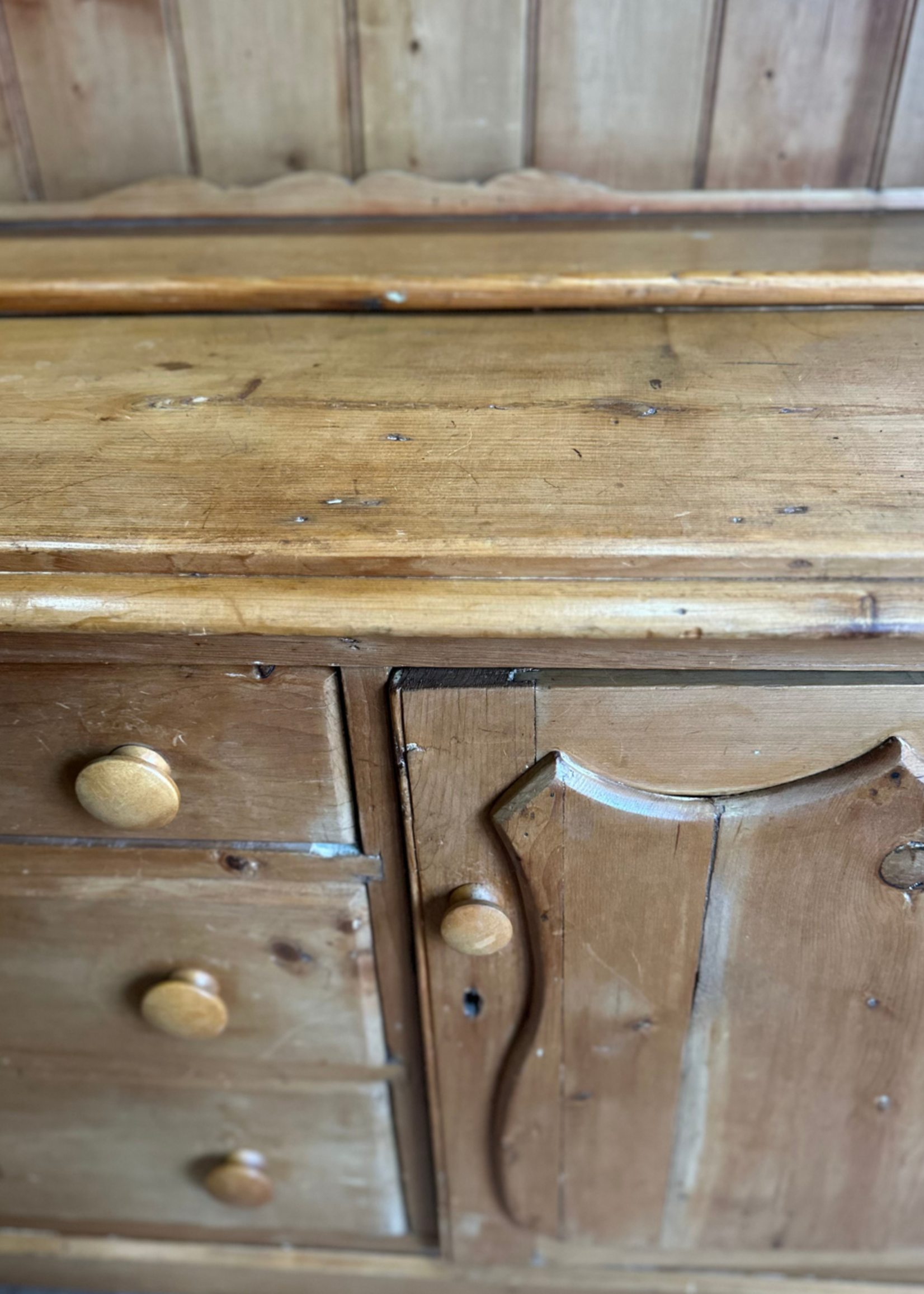 Antique primitive Quebec Pine Hutch