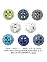 Handmade Pottery Flower Caps, Matte Blue