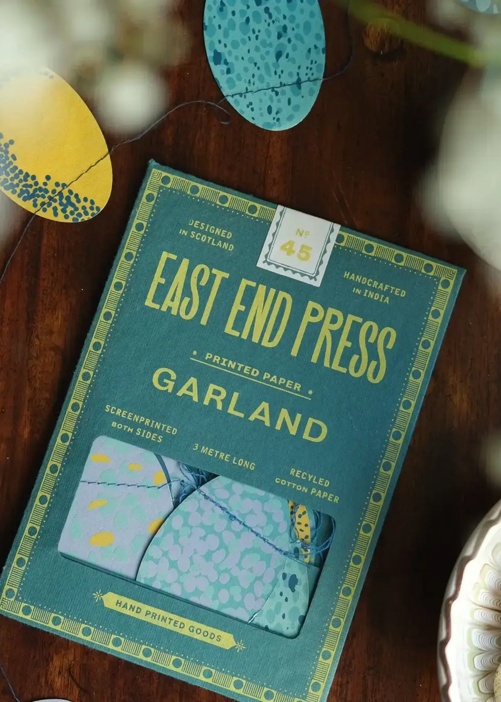 East End Press Blue Speckled Eggs Sewn Garland
