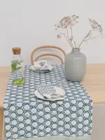 Rozablue Hand Block Printed Table Runner, 60cm x 180cm, Breezy Blue