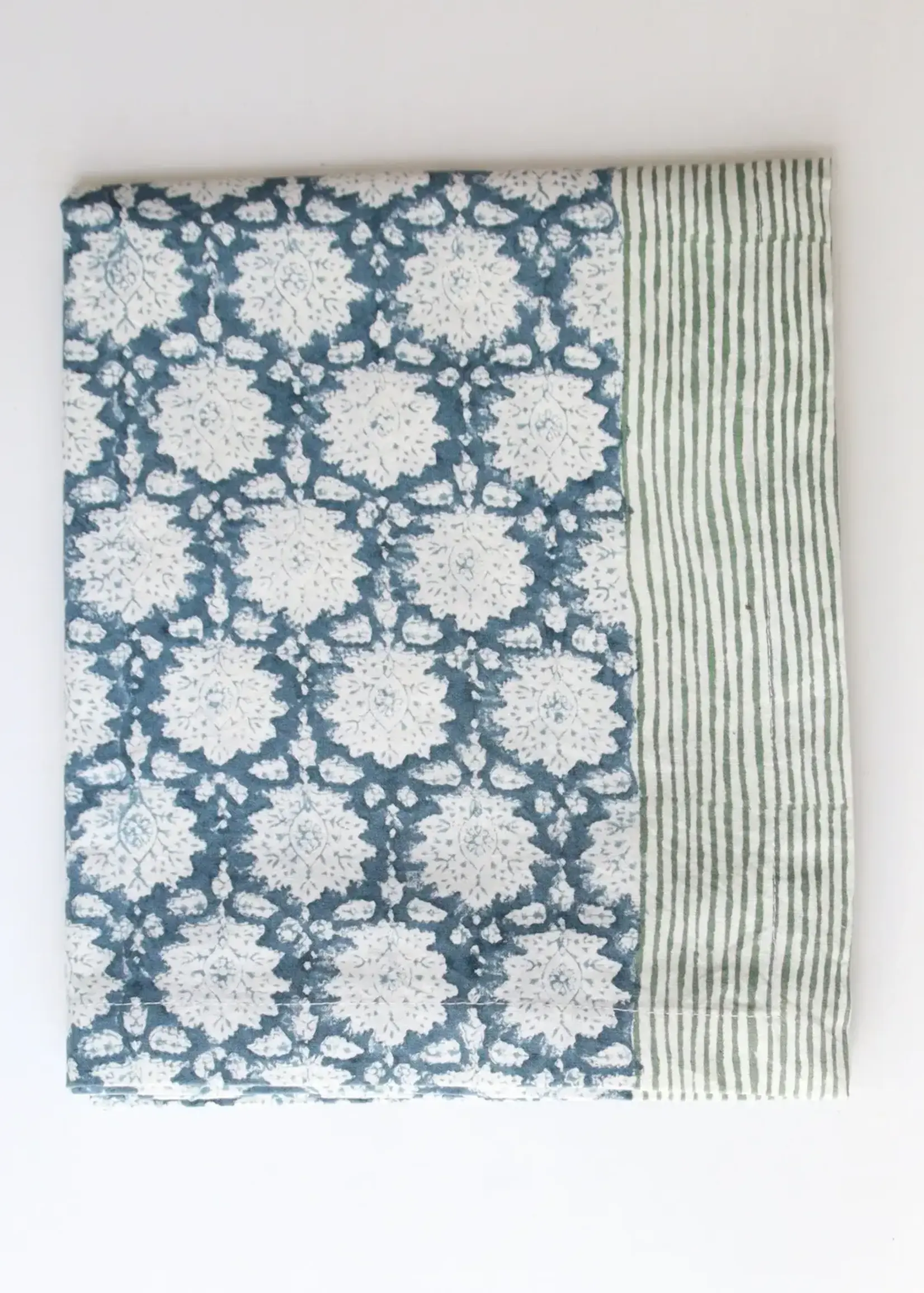 Rozablue Hand Block Printed Table Runner, 60cm x 180cm, Breezy Blue