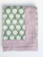 Rozablue Hand Block Printed Tablecloth, Breezy Green, 150cm x 150cm