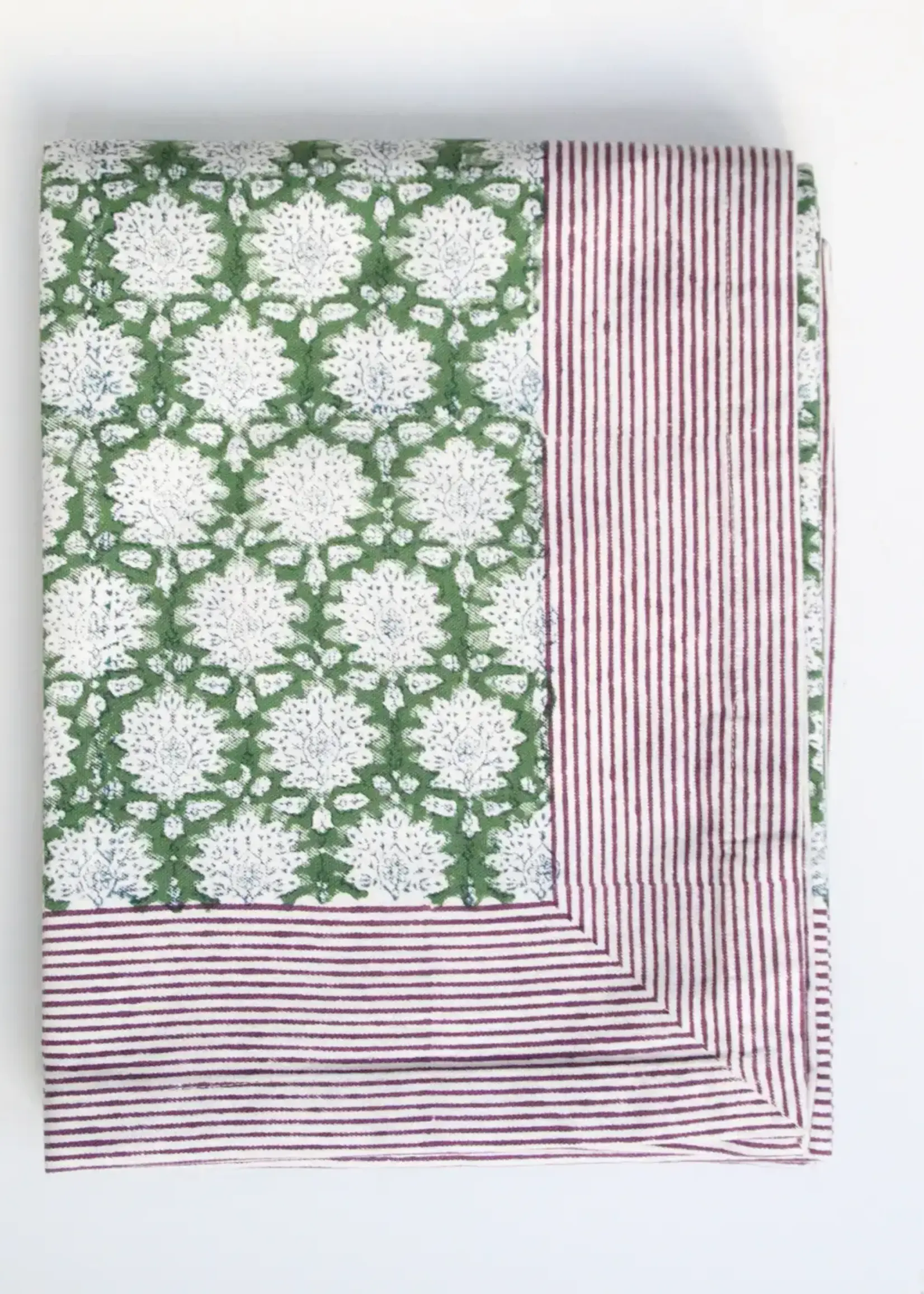 Rozablue Hand Block Printed Tablecloth, Breezy Green, 150cm x 150cm