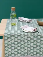 Rozablue Hand Block Printed Table Runner, 60cm x 180cm, Breezy Green