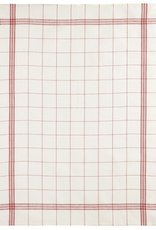 Bistro White with Red Grid Linen Tea Towel