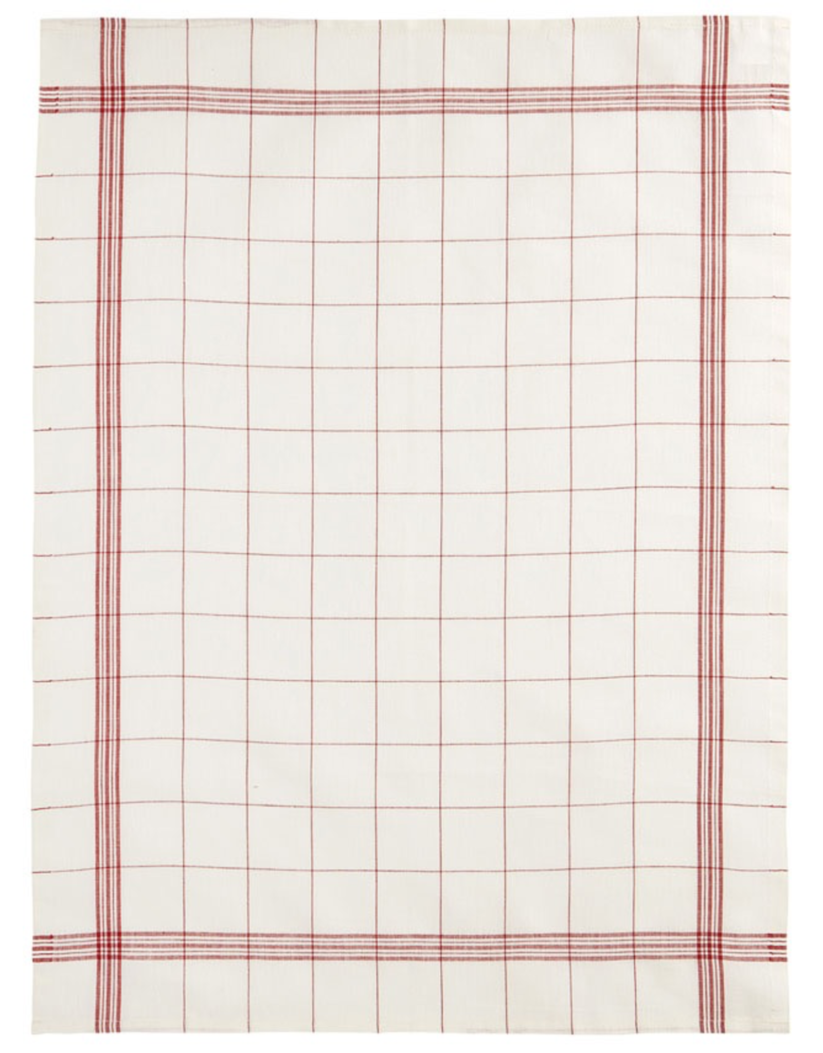 Bistro White with Red Grid Linen Tea Towel