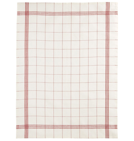 Bistro White with Red Grid Linen Tea Towel