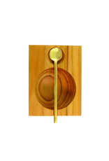 Teak Salt Cellar with Gold Spoon