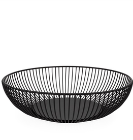 Short Black Linear Rib Metal Basket D11” H3”