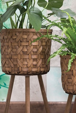 Large Bam Wicker Basket Plant Stand, 14.75 x 27.75”