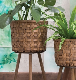 Bam Wicker Basket Plant Stand, 14.75 x 27.75”