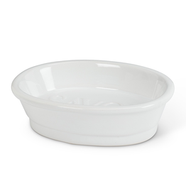 5" White Oval Ceramic "Savon" Dish
