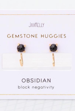 Huggie Earrings - Obsidian