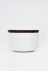 XSmall White Brampton Container with Acacia Lid D2.75" H2"