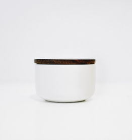 XSmall White Brampton Container with Acacia Lid D2.75" H2"