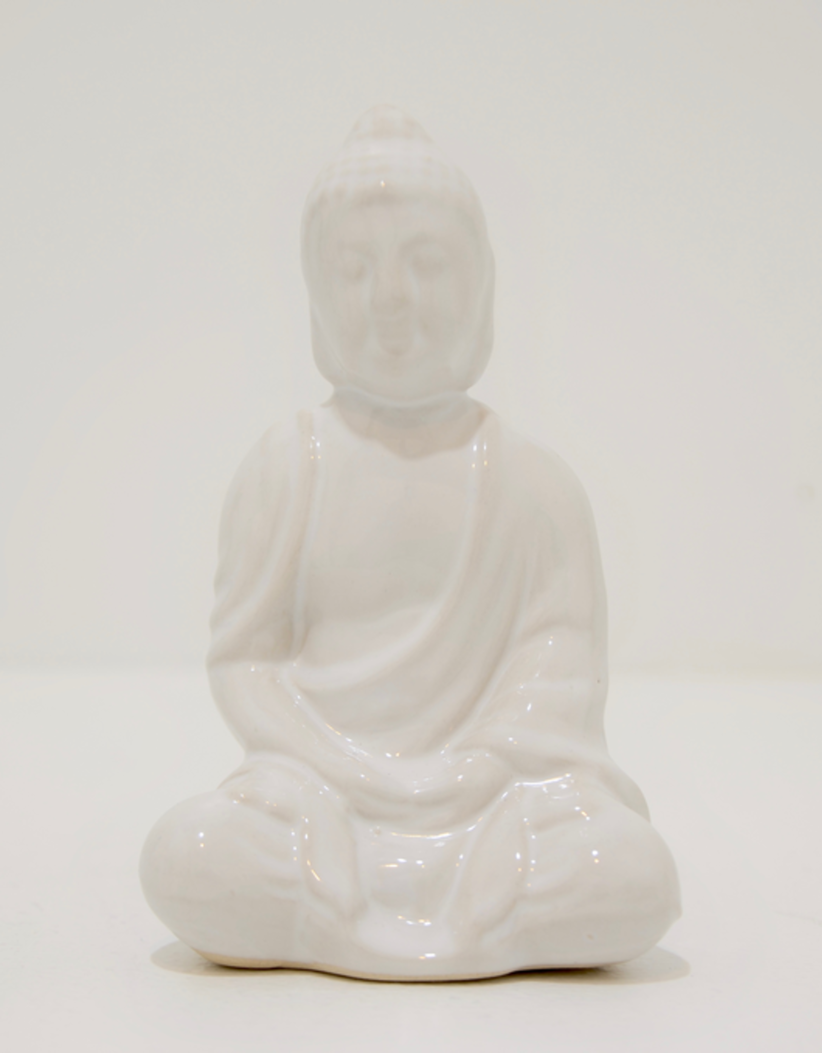 Glazed White Sitting Buddha