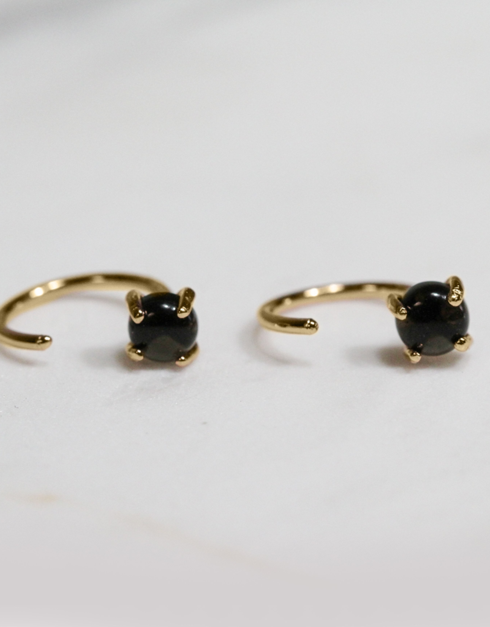 Huggie Earrings - Obsidian