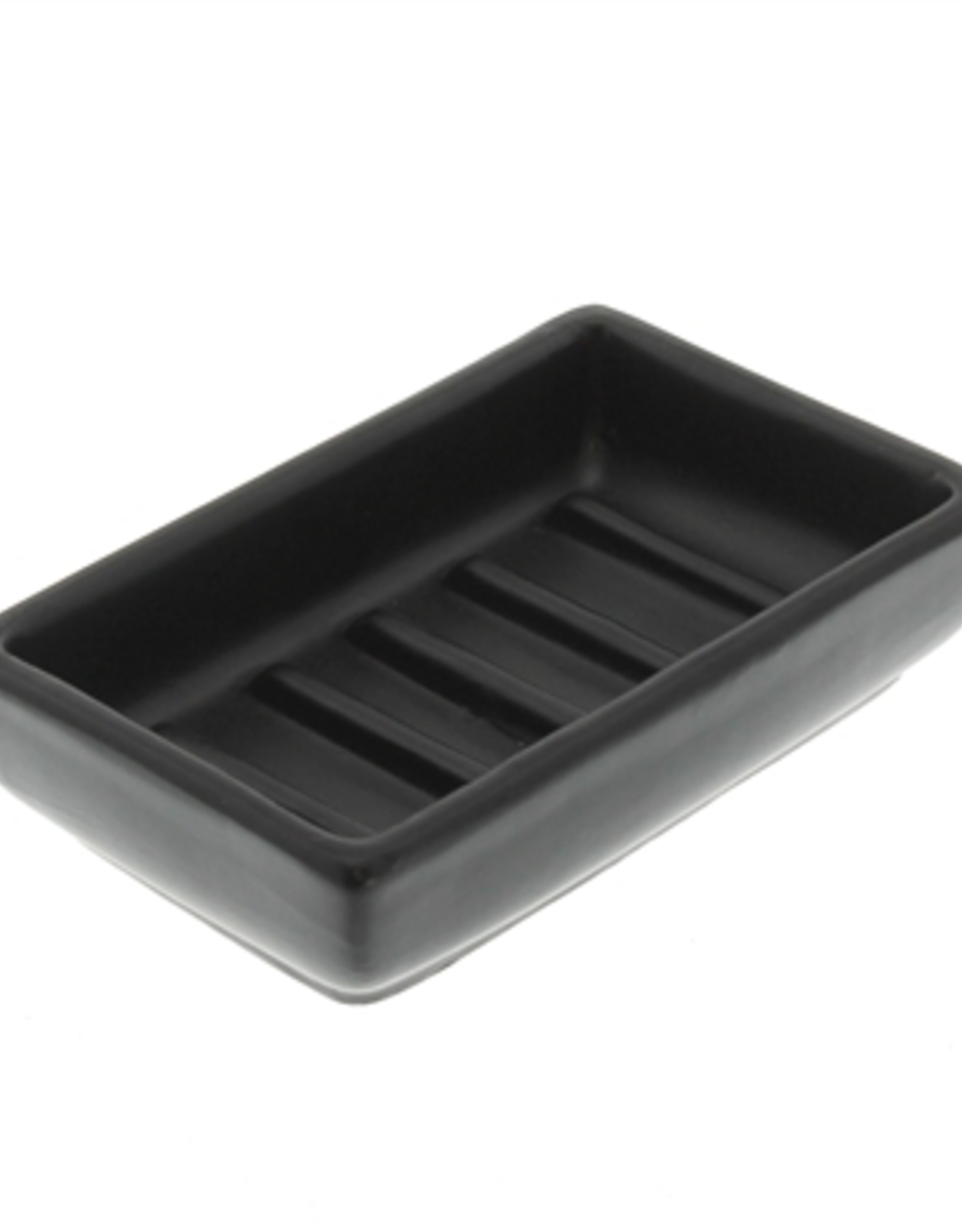 Matte Black Luna Rectangular Ceramic Soap Dish L5" W3"