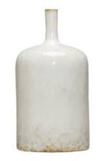 White Reactive Glaze Stoneware Vase D5” H9.5”