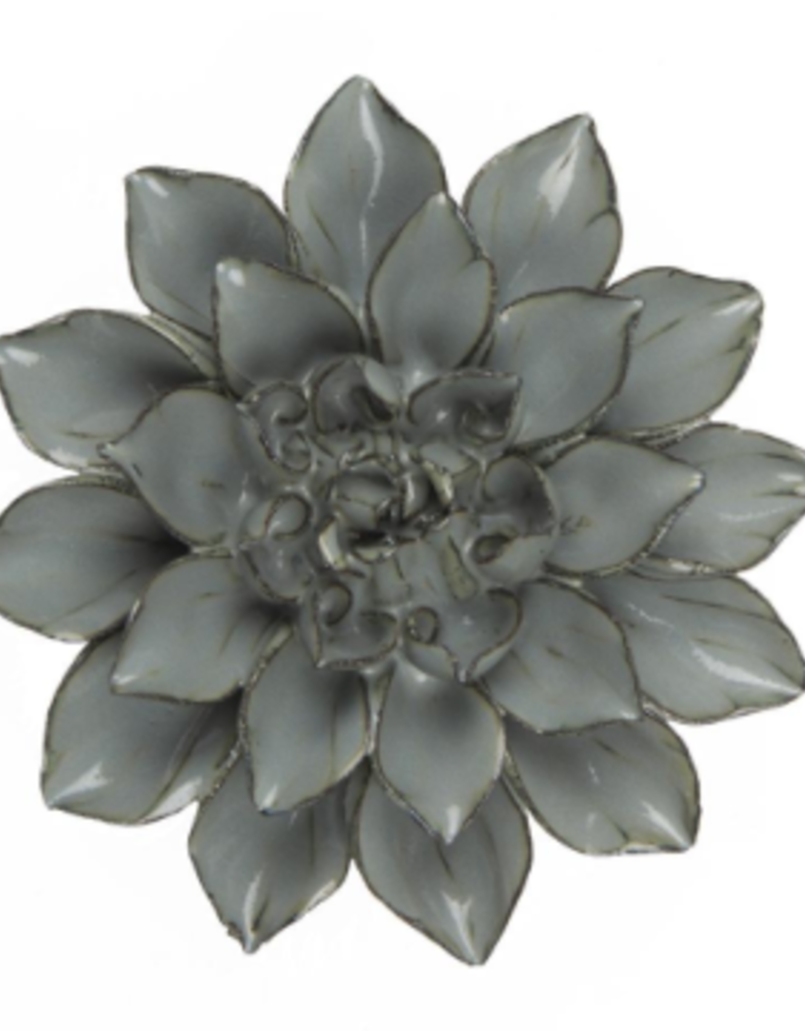 Medium Aqua Black Ceramic Flower