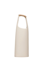 19" White Rattan Wrapped Handle Stoneware Vase