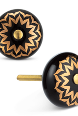 Black & Gold Flower Knob