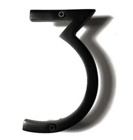 6" Black Aluminum House Number 3