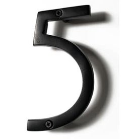 6” Black Aluminum House Number 5