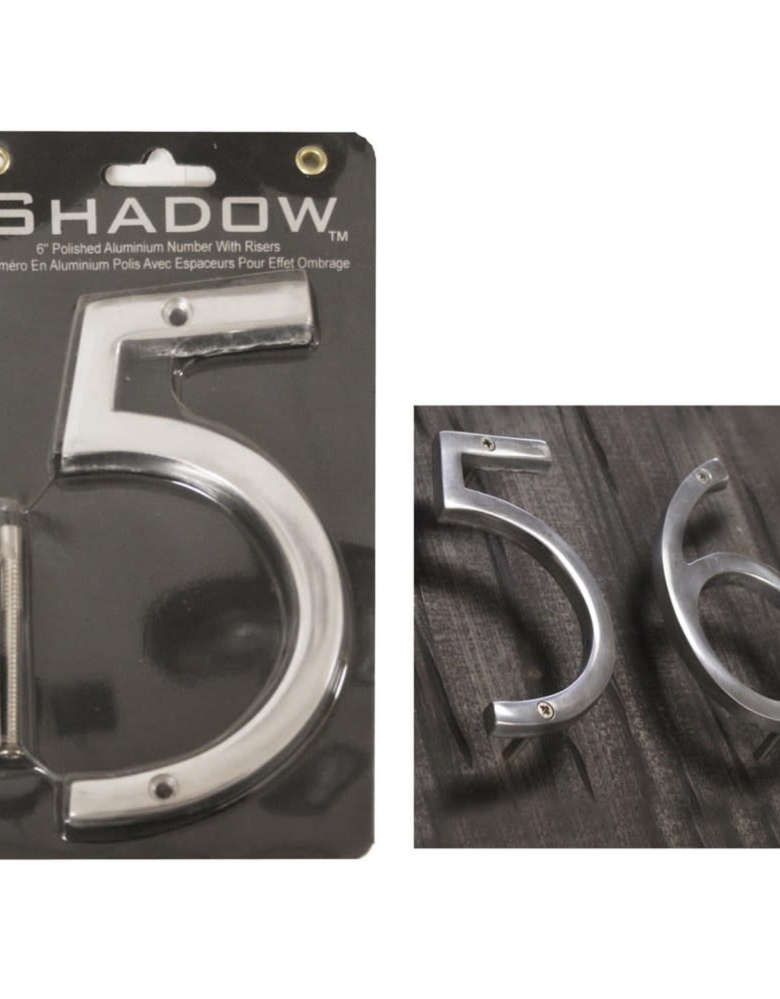 6” Polished Aluminum House Number 5