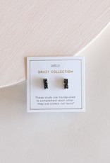 Druzy Bar Earrings - Black