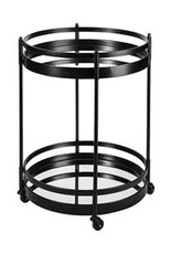 Ada Black Metal Frame 2 Tier Glass Shelf Bar Cart