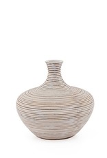 Wide Colombo Ribbed Resin Bulb Vase 6.25H"