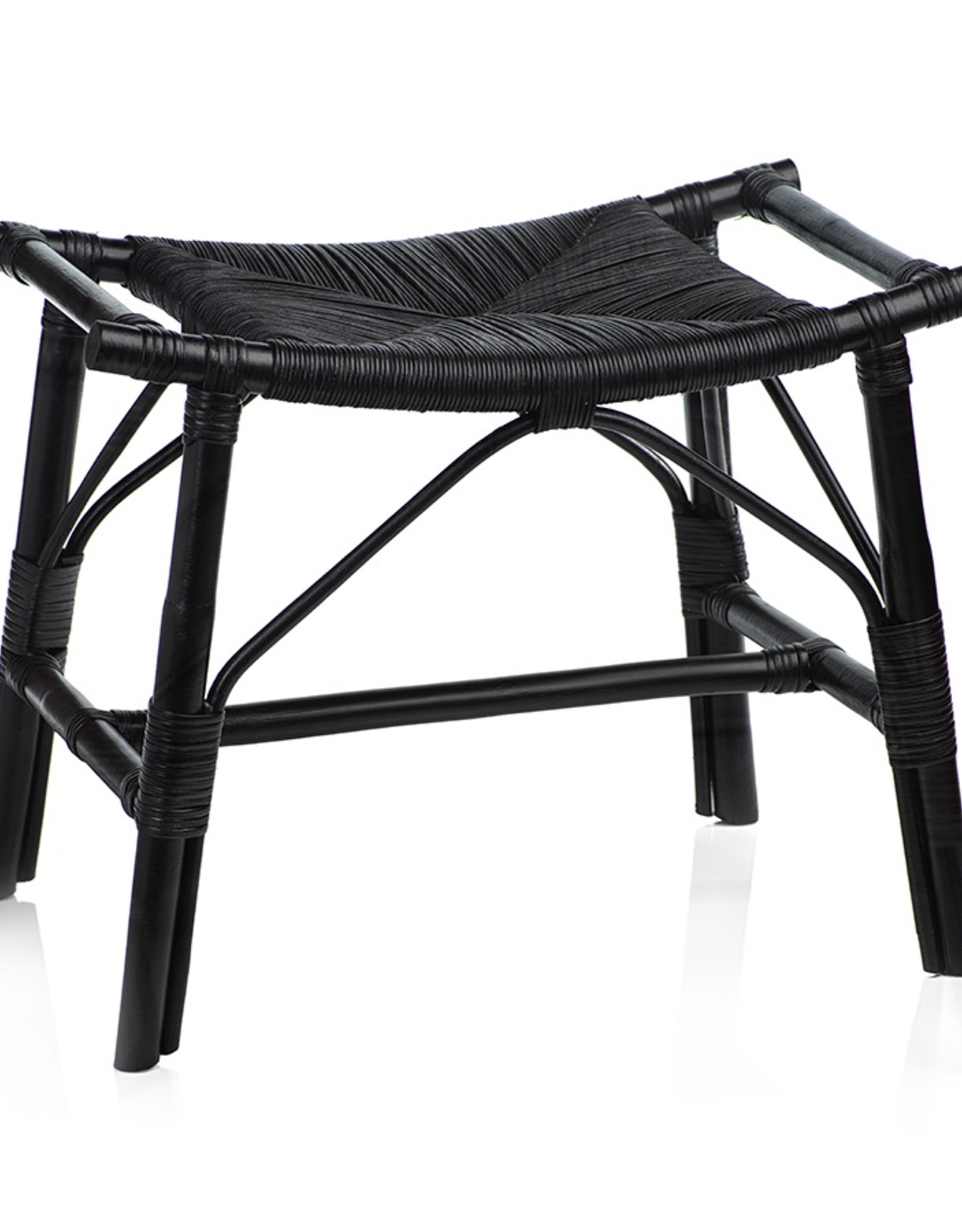 Tomoko Black Rattan Stool